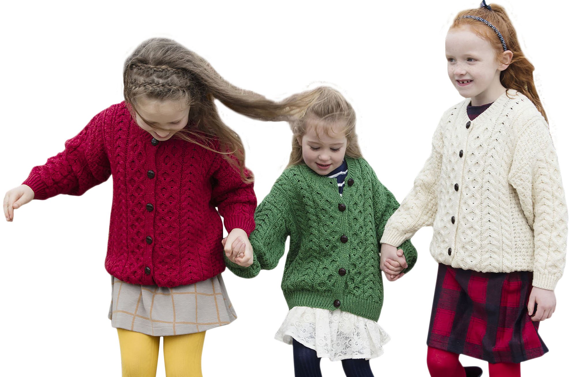 Aran Woollen MillsCarraig Donn Irish Kids Cardigan Sweater 100% Merino Wool Cable Knit for Toddler