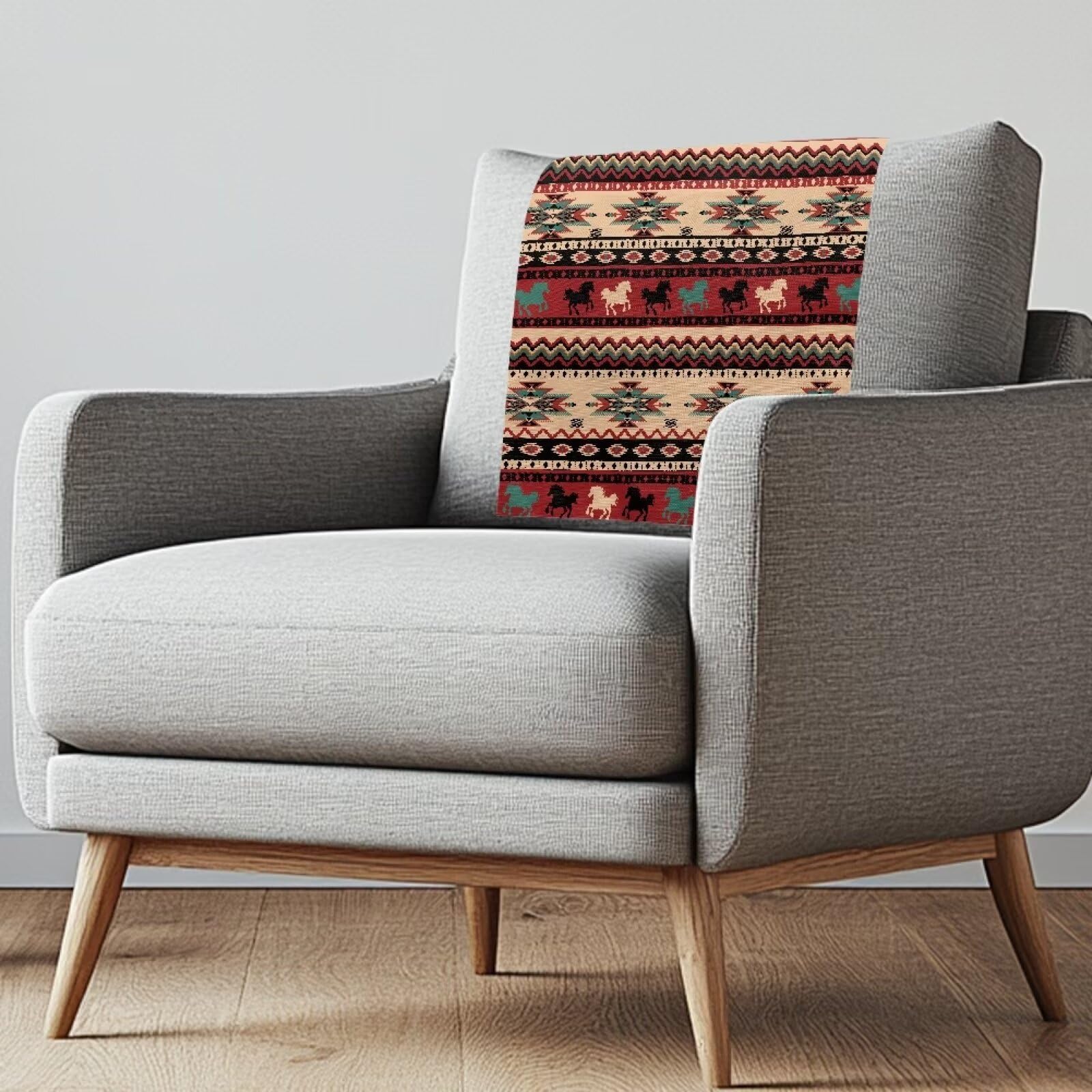 NETILGEN Recliner Sofa Headrest Cover, Aztec Tribal Horse Soft Comfortable Headrest Cover for Recliner Chairs Furniture Protector — image 1