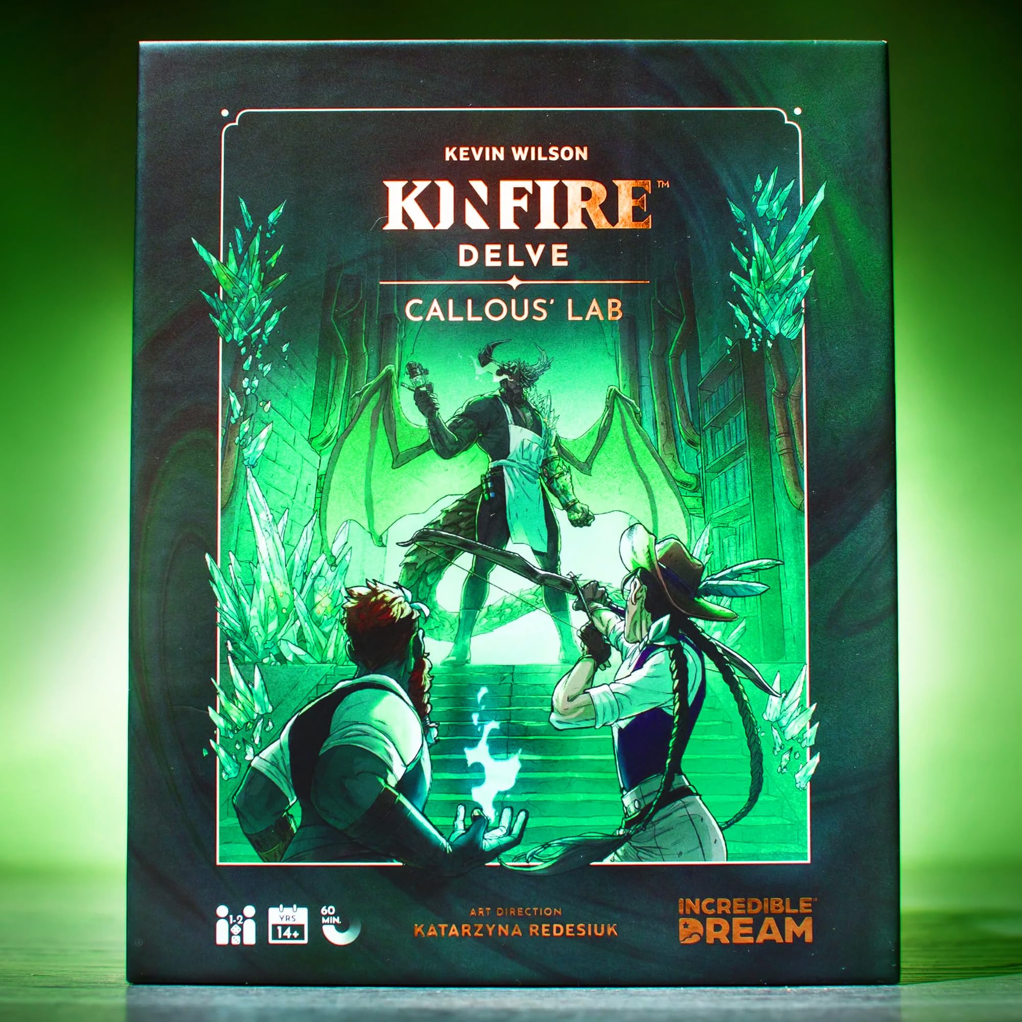 Kinfire Delve: Callous’ Lab – Tactical Solo or 2-Player Card & Dice Game, Puzzle-Focused Adventure with Replayable Depths, Ages 14+, 60+ Min Gameplay (Part of the Kinfire Universe: 5 Standalone Games)