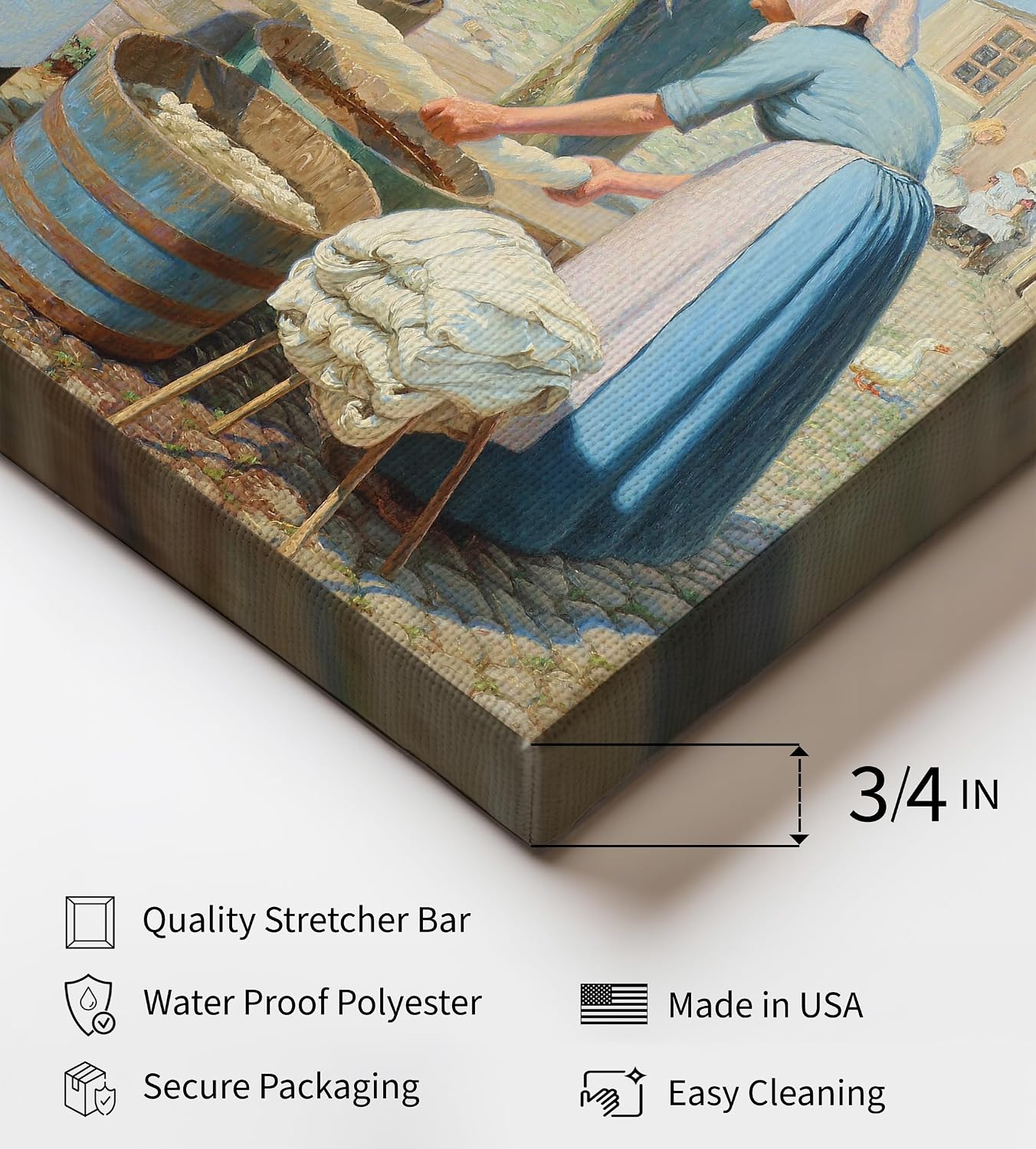 Poster Master Vintage A Couple Of Women Doing Laundry Canvas - Retro Print - Fine Art - Gift for Men & Women - Great Wall Decor for Bedroom or Laundry Room - 8x10 STRETCHED Canvas