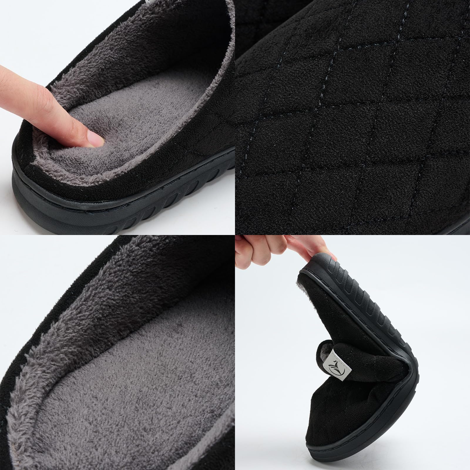 welltree Pantofole uomo donna casa morbido peluche memory foam inverno interno camera da letto caldo cotone scarpe antiscivolo