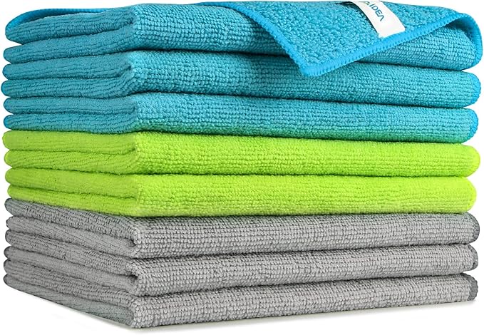 AIDEA Microfiber Cleaning Cloths-8PK, Soft Microfiber Towel, Absorbent Cleaning Supplies, Lint-Free Streak-Free Cleaning Cloths for House, Kitchen, Window(12in.x16in.)