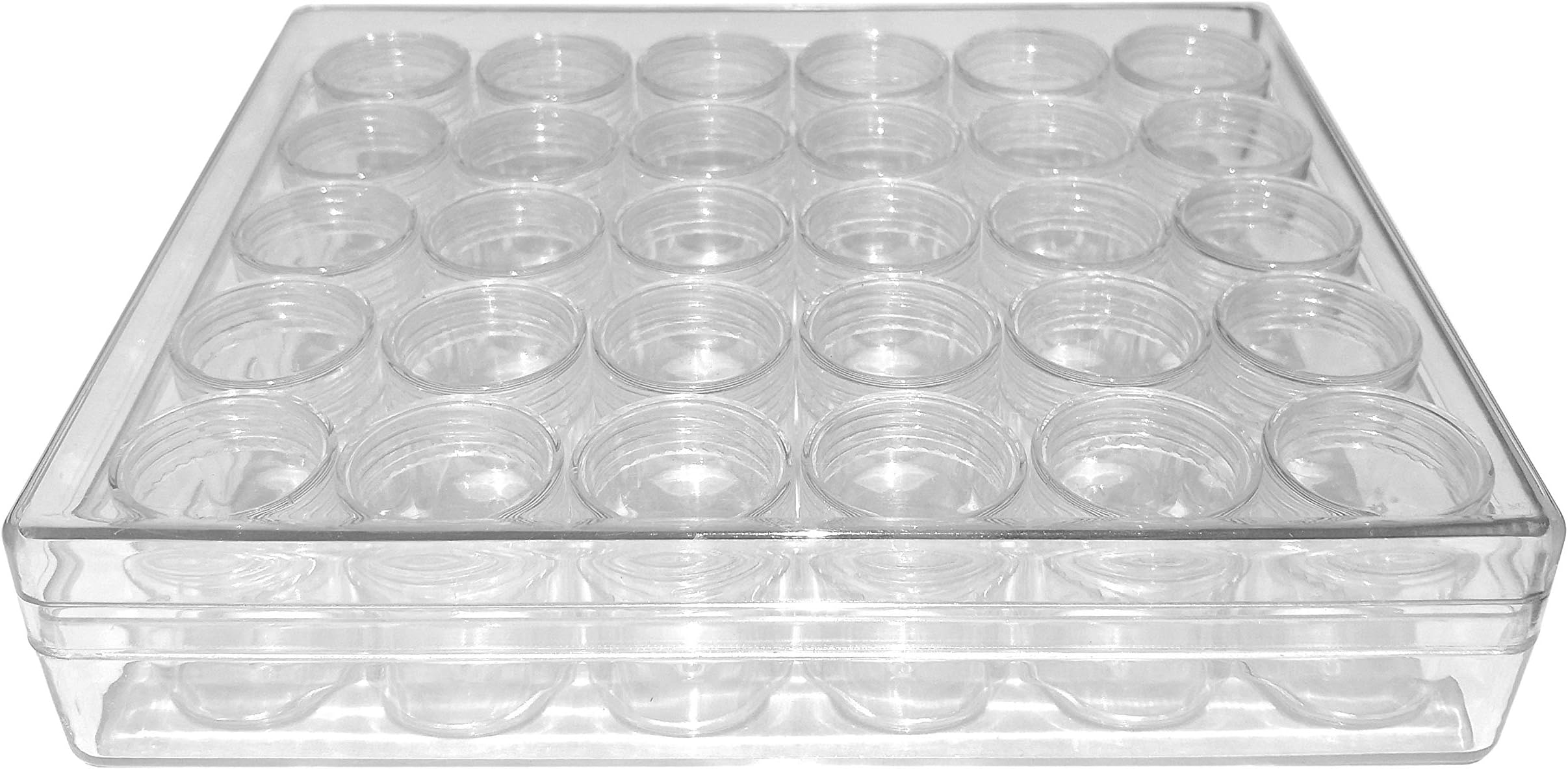 Transparent Refillable Removable 30Pots Empty Storage Jars Organizer With Collection Storage Container Tray For Beads Pills Nail Art Glitter Rhinestones Supplies DIY Tools Accessories