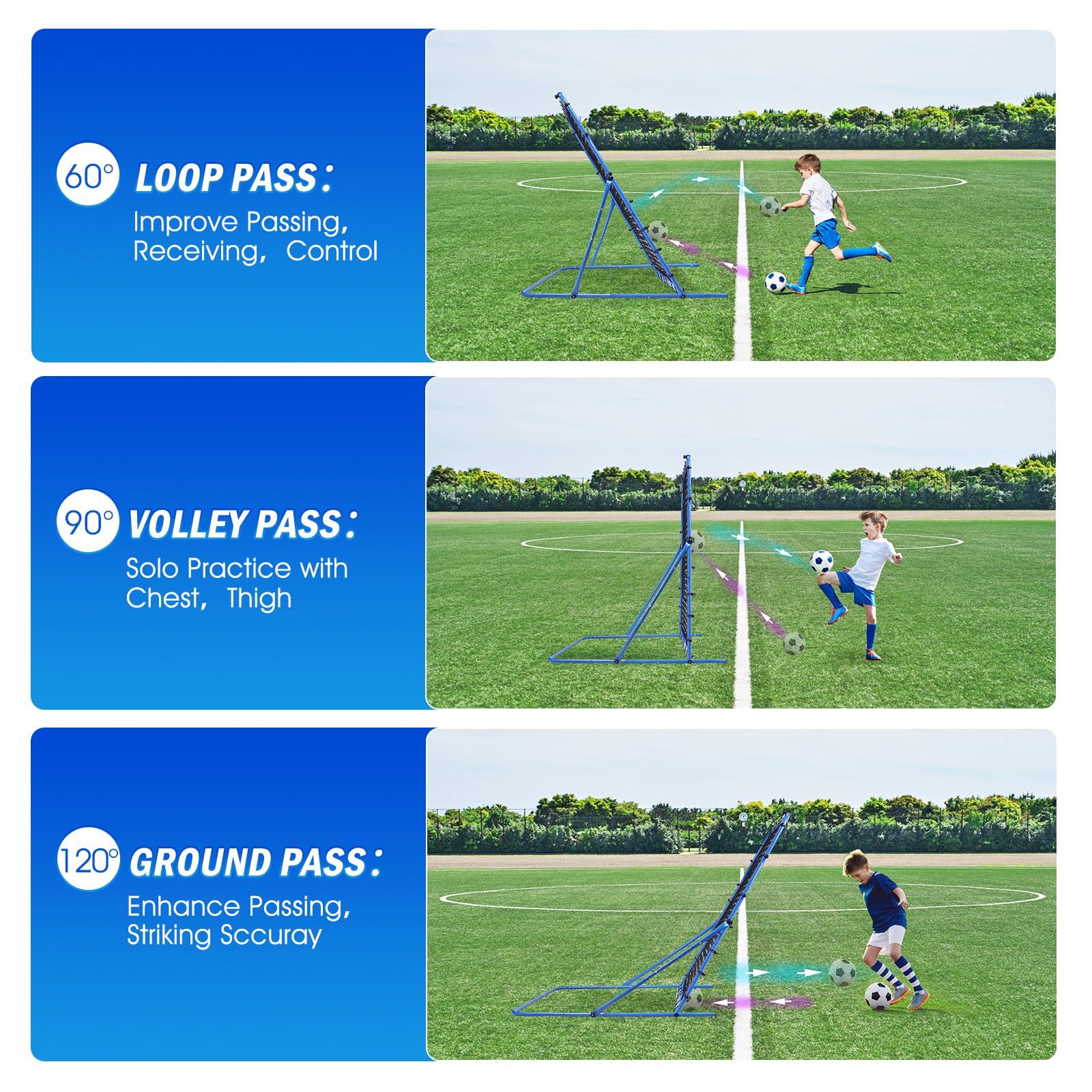 Red de portería de fútbol de modo dual y red de rebote de fútbol, durabilidad premium para entrenamiento de tiro intenso, entrenamiento de fútbol de ángulo de cambio rápido para control, práctica de