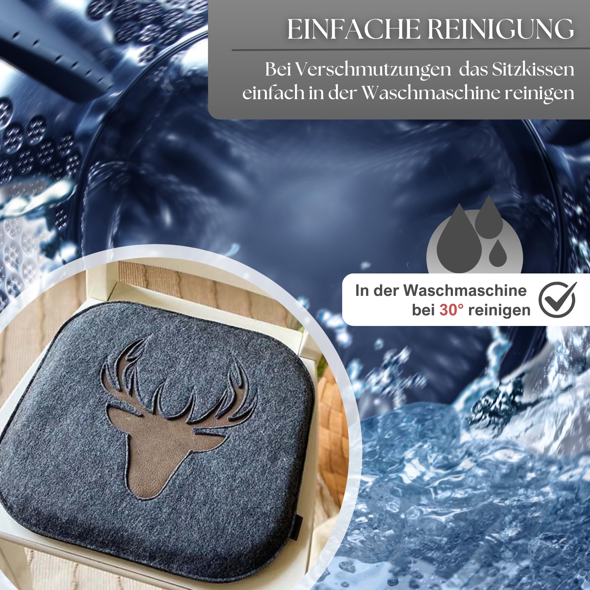 kontor28® - Sitzkissen Filz handgefertigt Made IN Germany | Sitzkissen Stuhl 37,5x37,5 cm aus rPET-Filz extra weiche und robuste Polsterung | Sitzauflage Stuhl Johann | anthrazit 4er-Set