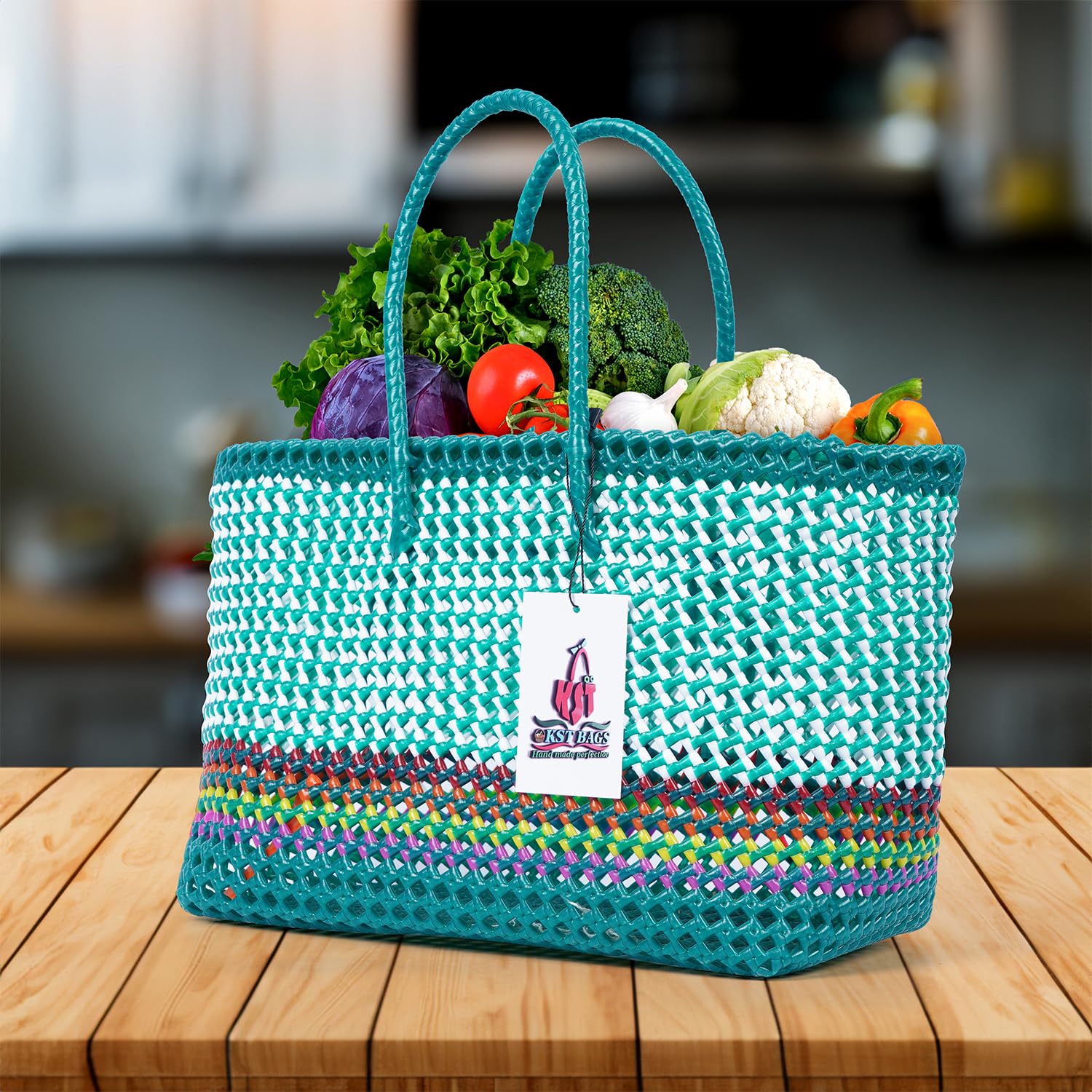 Handmade Plastic Koodai Basket - Lunch & Picnic Bag -8 Handmade Plastic Koodai Basket - Lunch & Picnic Bag -8