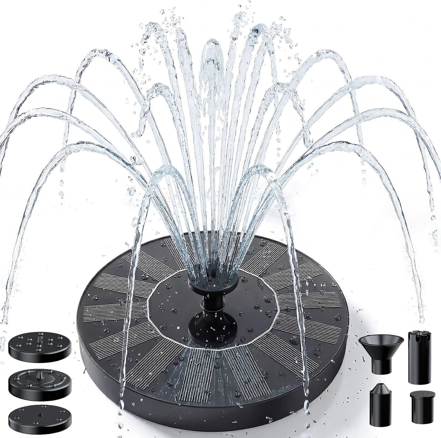 AMZtime 1.4W Solar Fountain, Solar Bird Bath Fountains with 6 Nozzles