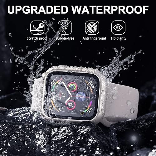 Miniatura 3 de Charlam Funda impermeable compatible con Apple Watch de 1575 pulgadas iWatch SE Series 6 5 4 con protector de pantalla de película templada