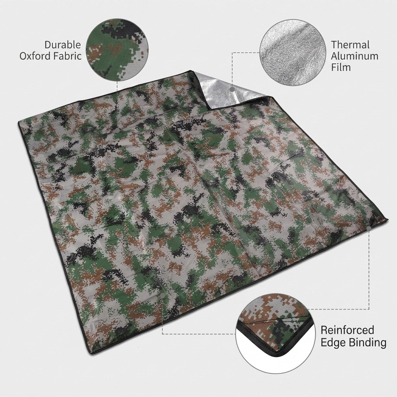 Manta de Emergencia para Exteriores, Manta de Camping, Esterilla de Camping para Exteriores, Esterilla de Picnic para Senderismo, 2mx2m
