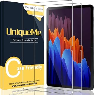 [2 Pack] UniqueMe Tempered Glass Screen Protector Compatible for Samsung Galaxy Tab S7+/ S7 Plus, 9H Hardnes HD Clear [Anti-Scratch] [Bubble Free] [Case Friendly]
