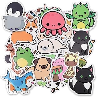 OSDUE Pegatinas Paquete, 100 Pcs Animal Dibujos Animados Impermeable Pegatinas Infantiles Aprende Sobre Varios Animales pa...