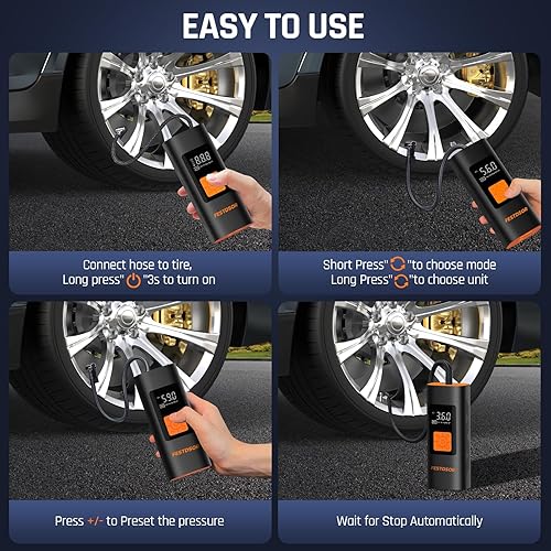 Miniatura 6 de Inflador de neumáticos, compresor de aire portátil, bomba de aire para neumáticos de automóvil, inflador de neumáticos portátil de 150 PSI con