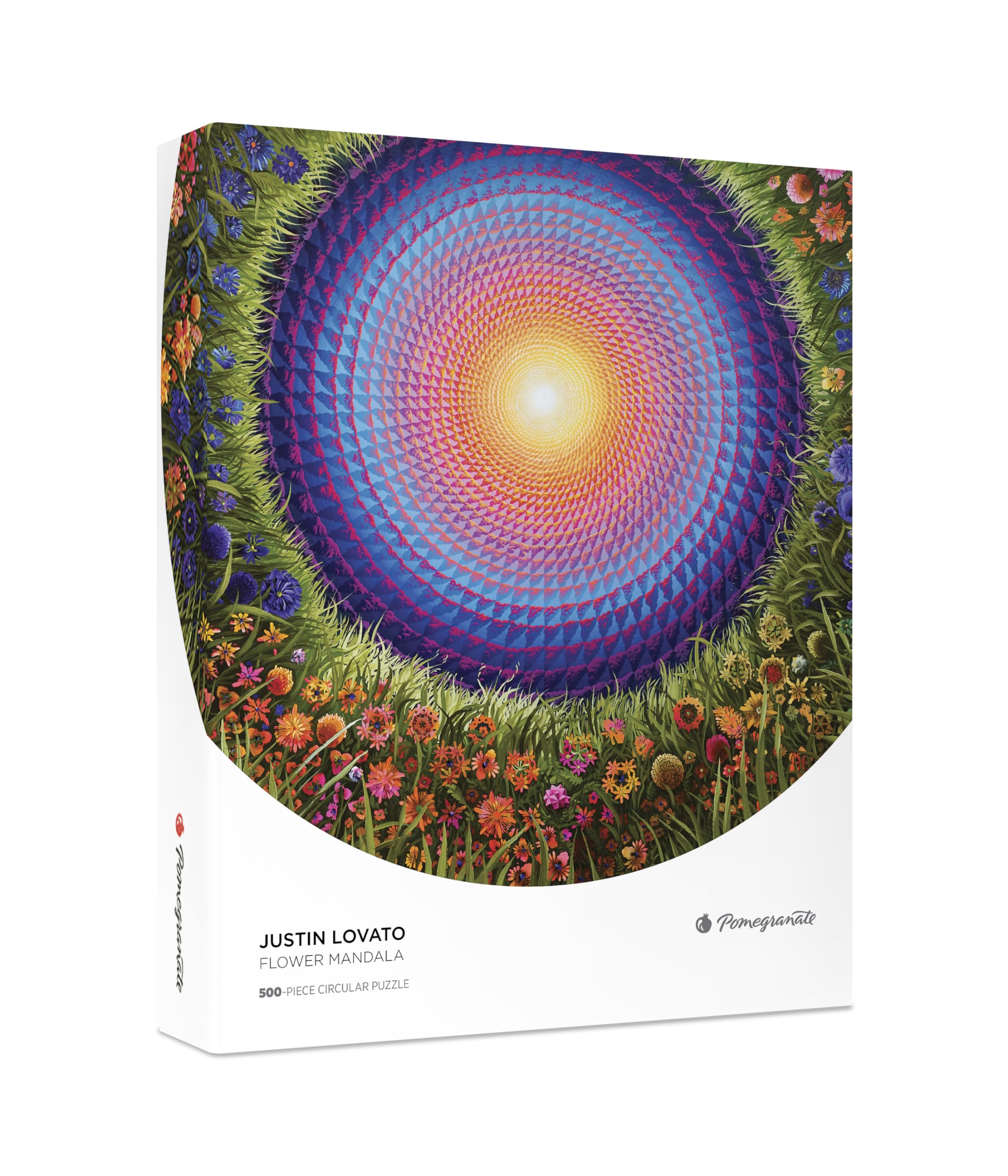 Pomegranate 500-Piece Circular Jigsaw Puzzle for Adults, Justin Lovato's Flower Mandala, Matte Finish, Snug Fit