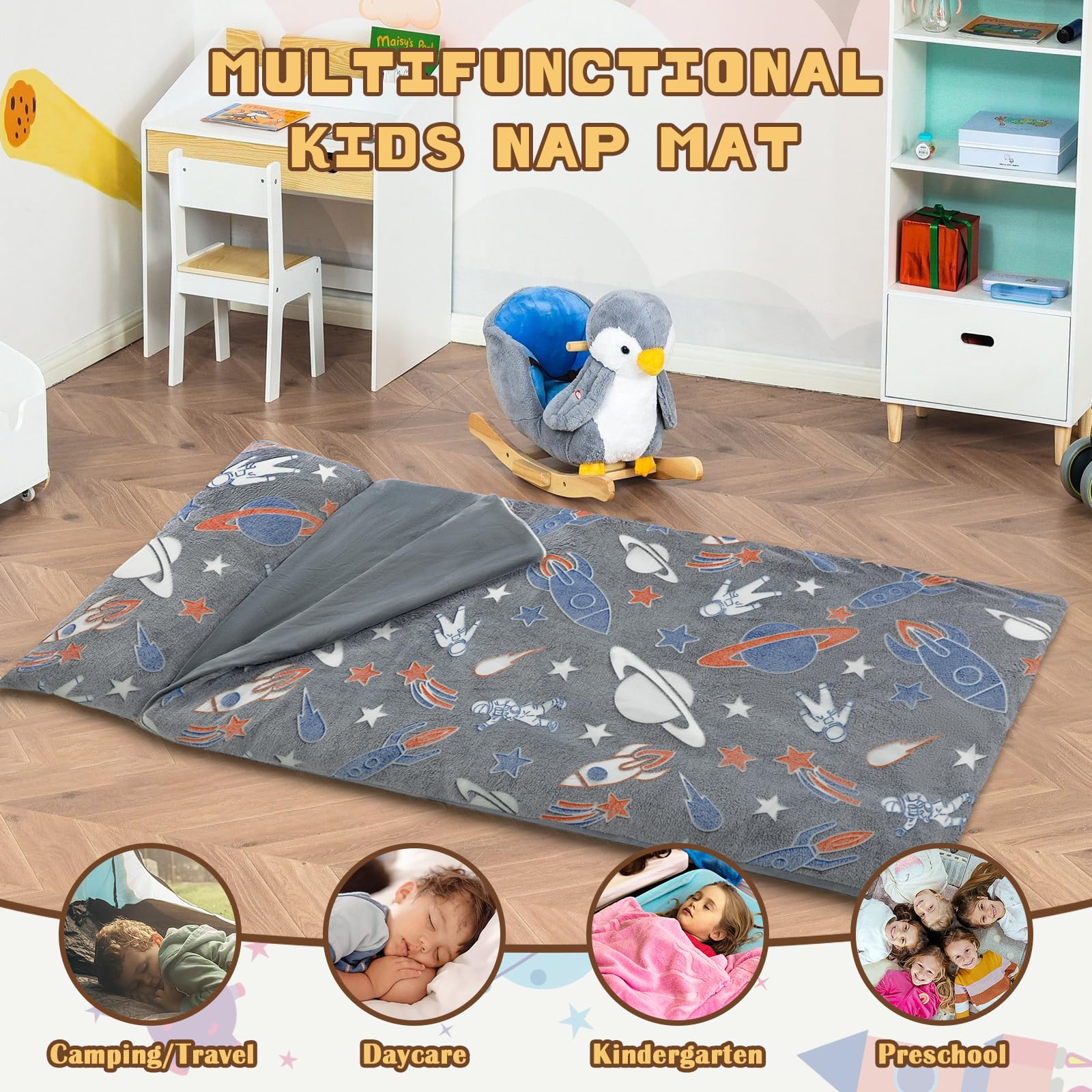 Decalsweet Leuchtender Schlafsack Kinder Doppelter Reißverschluss 170×75cm