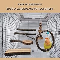 Vista 2 de Juego de 6 piezas de soporte de perca de pájaro de madera natural, soporte de loro, rama, pata, palo de molienda de pájaros, ejercicio