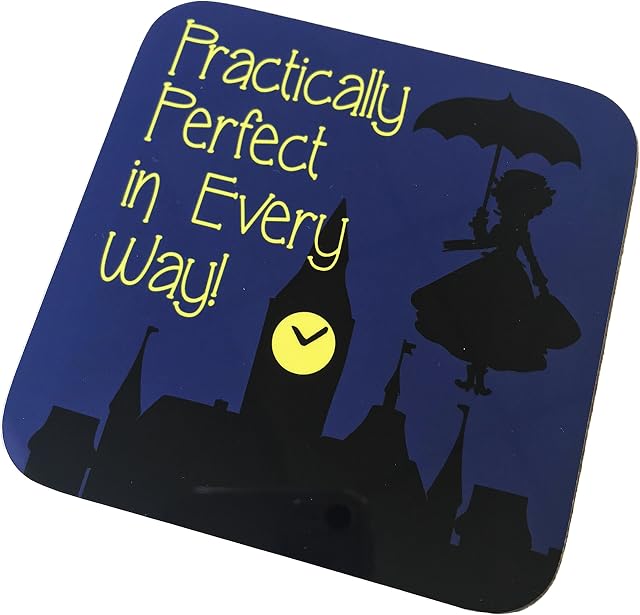Mary Poppins Teacher Practically Perfect in Every Way NIGHT Wooden Glossy Hard Coaster, Funny Teacher Gift, Table Mat, Drinks Mat, Table Saver gift