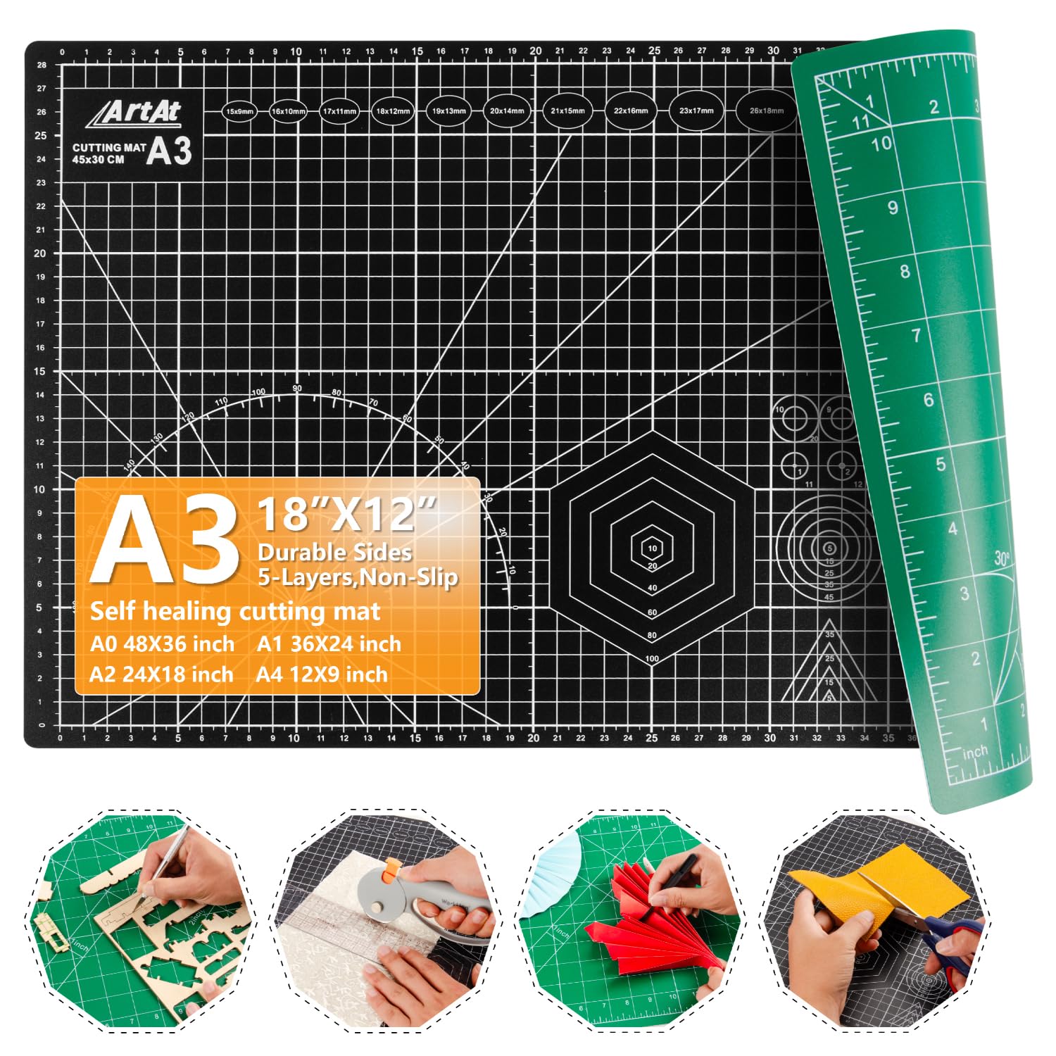 ArtAt Self Healing Cutting Mat - 12"x 18" -10