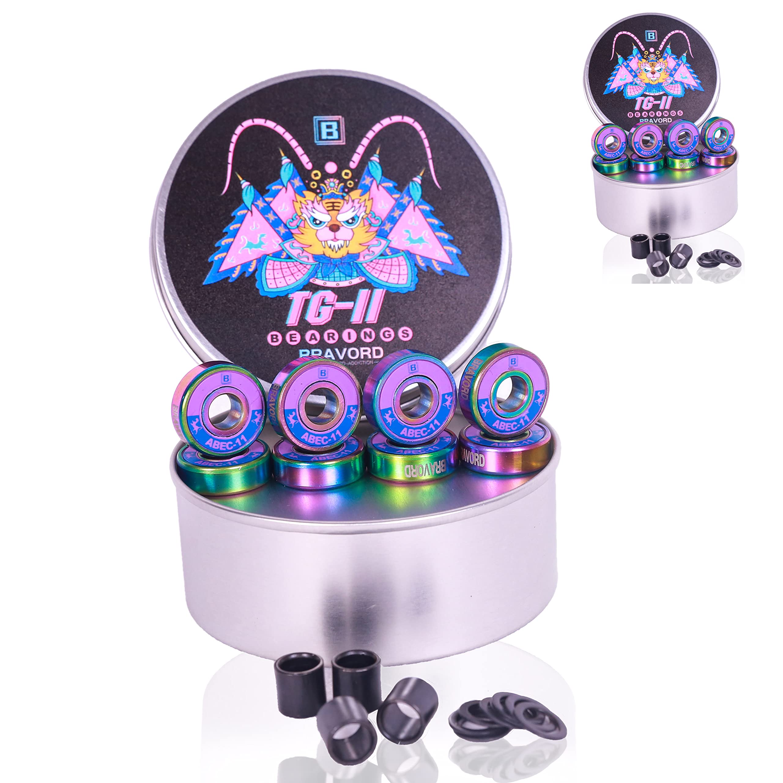 TG11 Roulements à Billes Acier de Skateboard Haute Précision pour Skateboards, Cruisers, Longboards (2, 608)