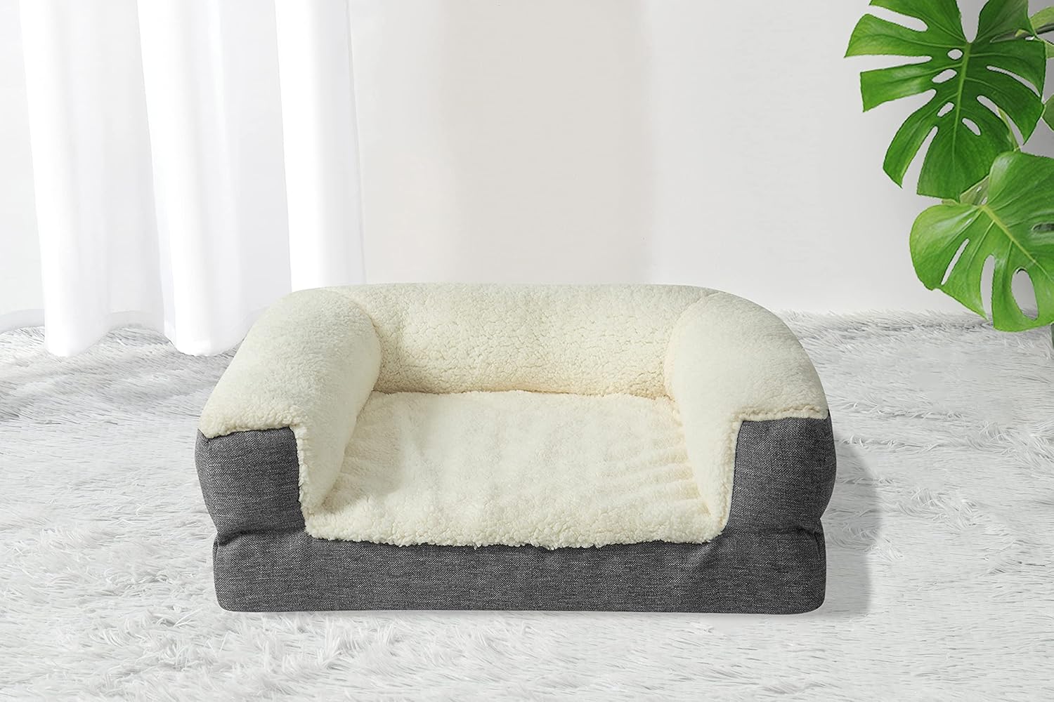 TumiMallody Dog Sofa Bed, Memory Foam Dog Couch Orthopedic Egg Crate Pet Bed Washable Dog Bed with Removable Washable Cover and Non-Slid Bottom (Brown/Grey, Small/Medium/Large) : Pet Supplies