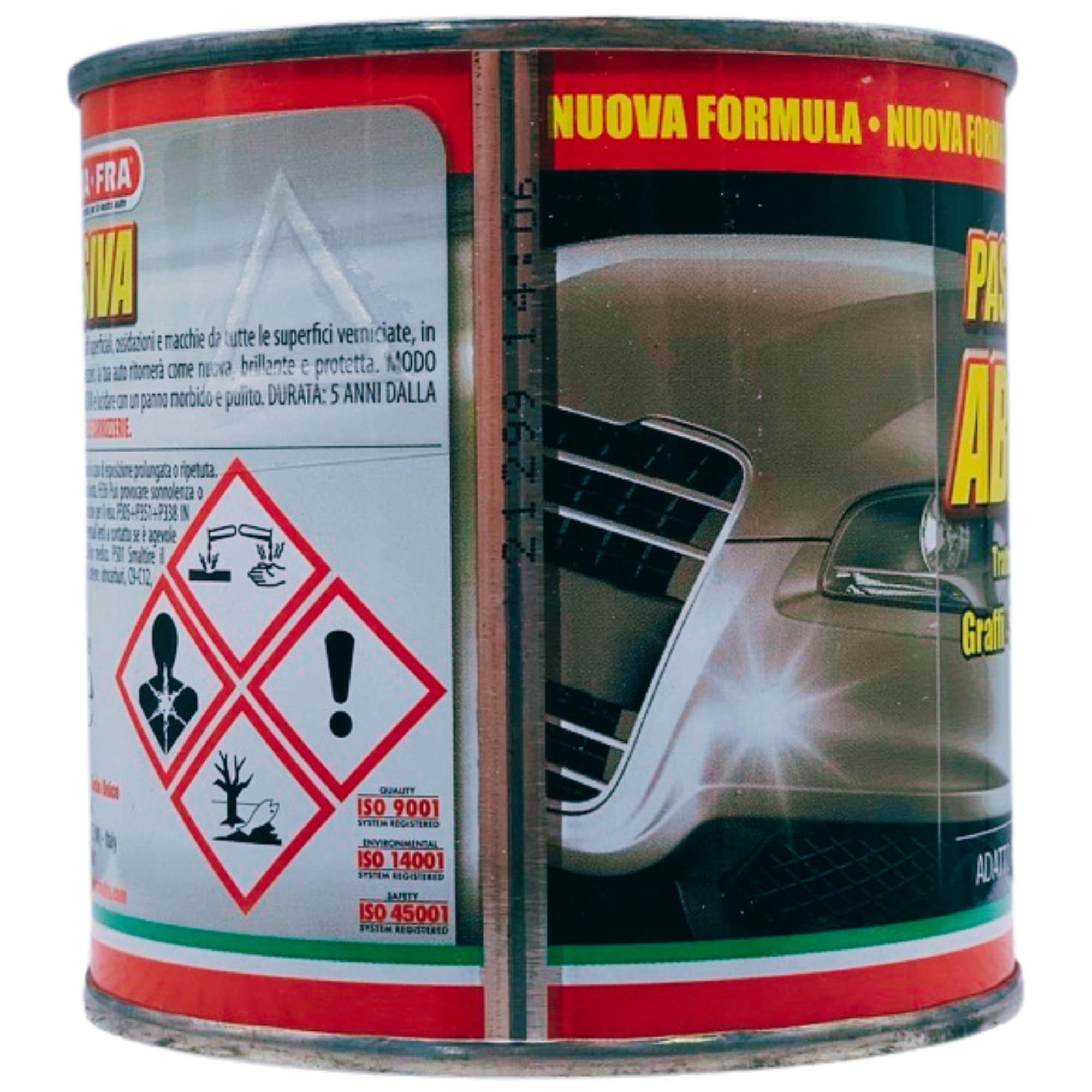 Lata de pasta abrasiva, tratamiento ideal contra arañazos, rasguños y manchas. Apto para parachoques pintados, 200 ml (6 unidades)
