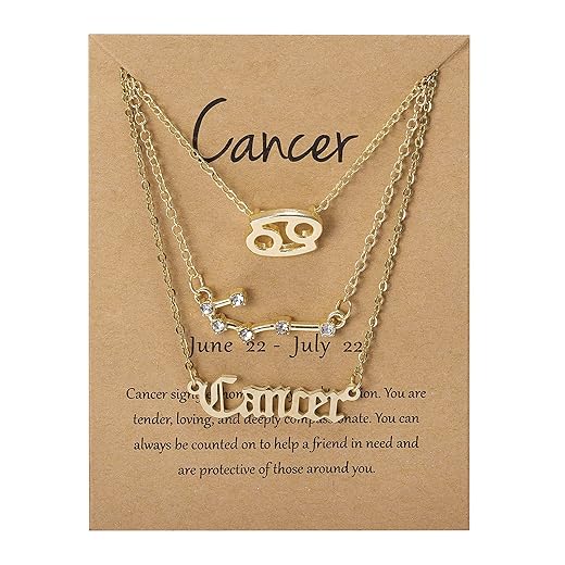 3Pcs CancerZodiac Necklaces for Women Girls Old English Necklace 12 Constellation Necklace Zodiac Sign Gifts for Women