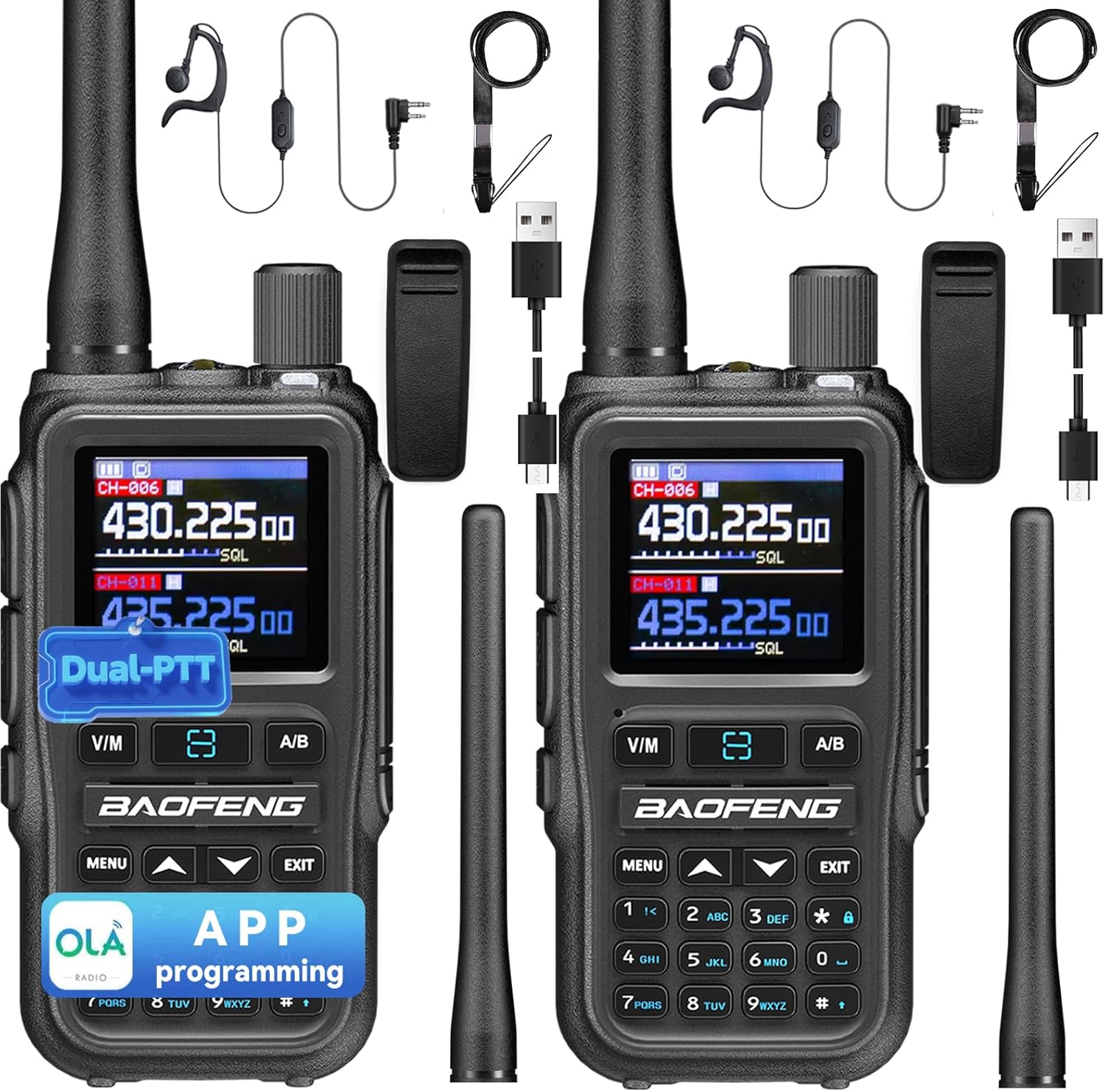 BAOFENG UV5RMINI Two Way Radio NOAA Weather Radio Dual PTT 999CH Survival Radio APP Programming Copy Frequency Ham Radio