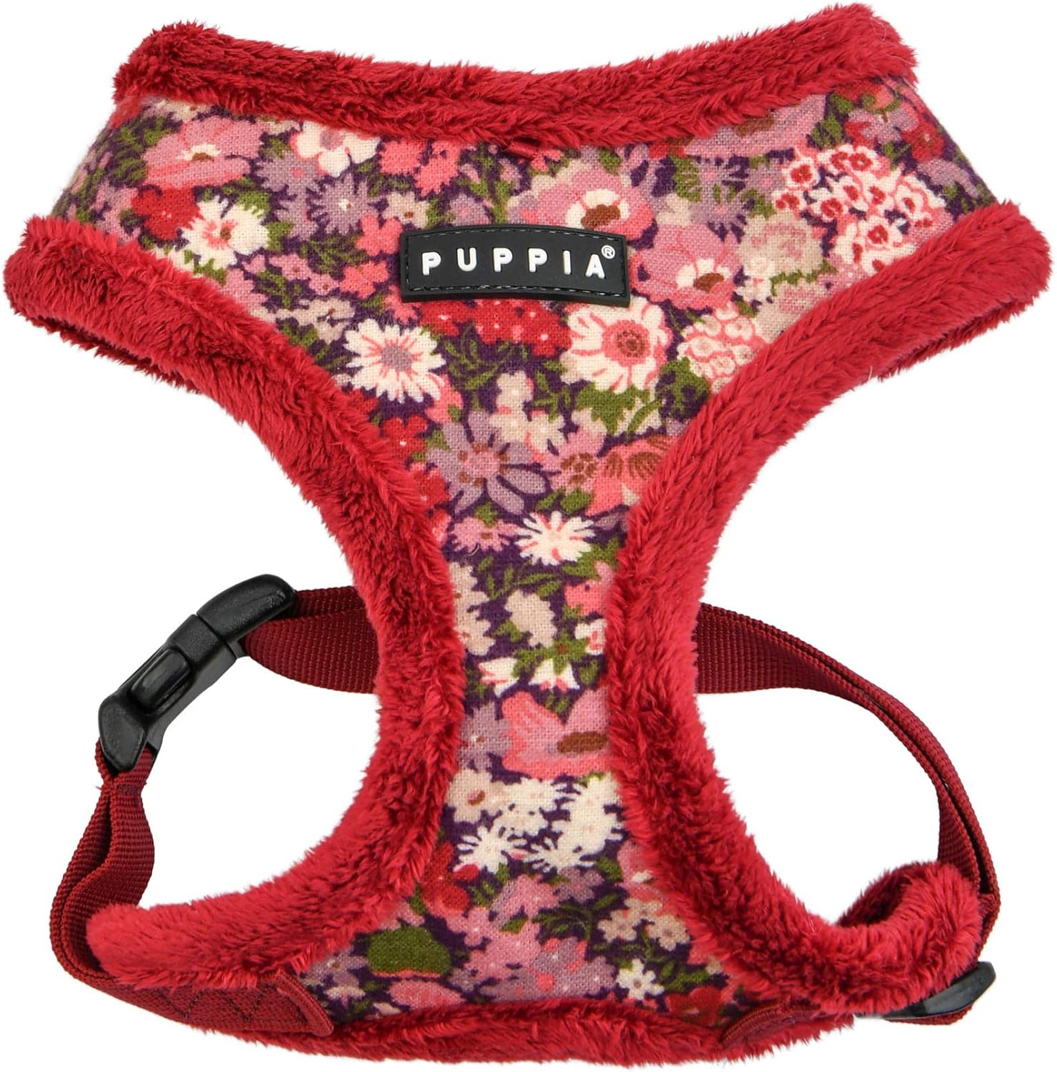 Puppia Gianni Dog Harness Over-The-Head Warm Winter Flower Pattern Adjustable Chest for Small and Medium Dog, Navy, Large