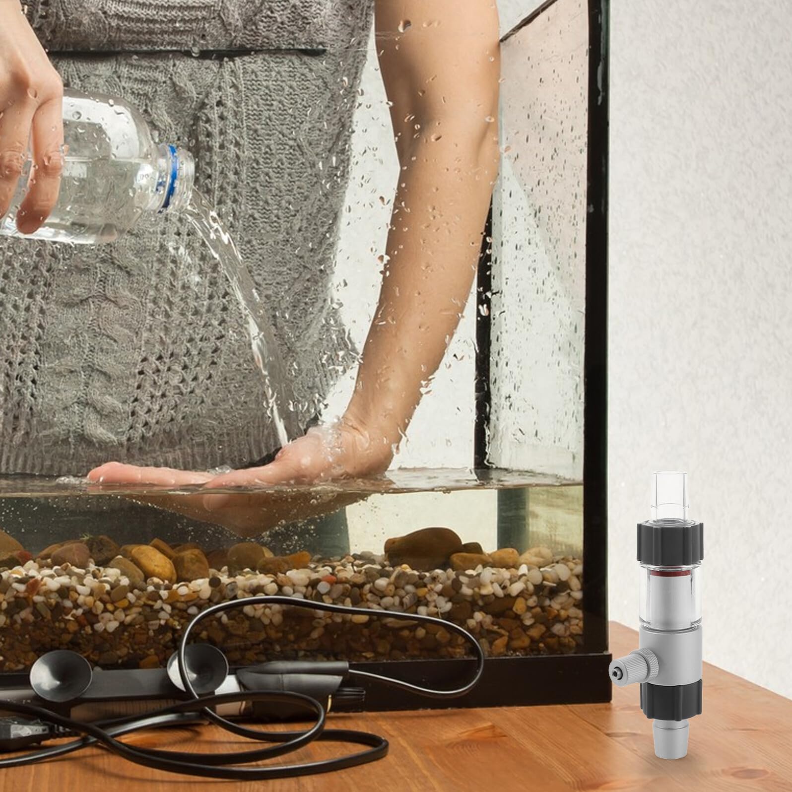 Hohopeti Aquarium Dyfuzor Szklany Do Akwarium Roślinnego Zewnętrzny Atomizer Do Hydroponiki Dyfuzor Akwarium Łatwy Montażu i Czyszczeniu