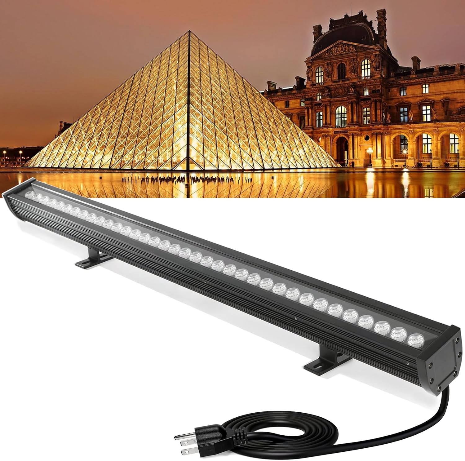 LED Wall Washer Light Bars, 54W 2700K Warm White Wall Washer Light, IP67 Waterproof Heavy Duty 120V 6480LM Outdoor Linear Lights with On/Off Switch, for Landscape Garden Yard (40 Inch)