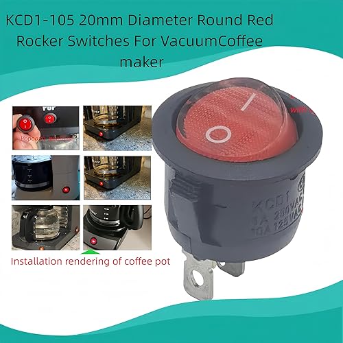 Miniatura 2 de 1 unids 3pin 2position AC250V10A 125V12A KCD1-105 0.787 in de diámetro redondo rojo interruptores basculantes para aspiradora y cintas de correr,