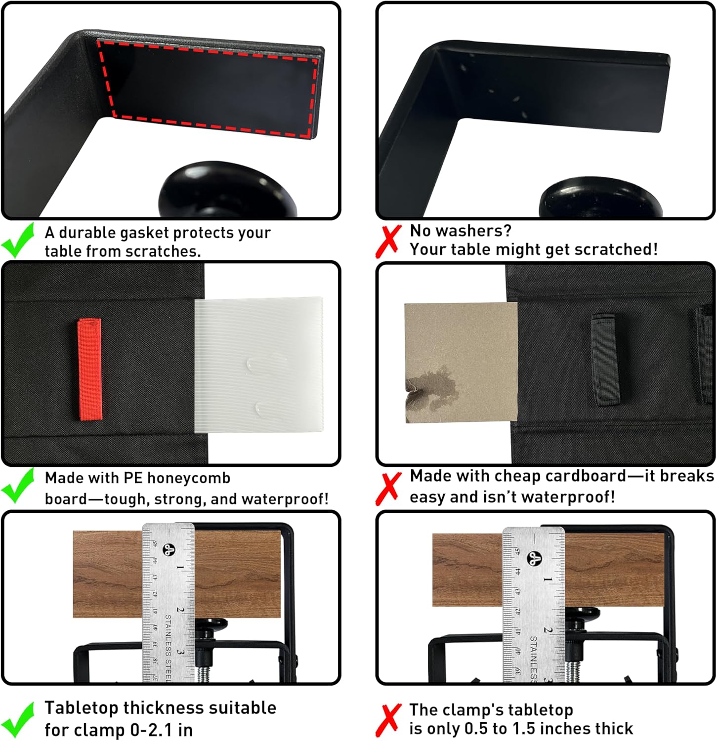 Under Desk Cable Management No Drill – 36" L x 6" W Cord Organizer, Upgraded Silicone Pads (No Scratch), 16 Cable Slots, Washable PE Honeycomb Base, Fits Desks 0–2.1" Thick, Black
