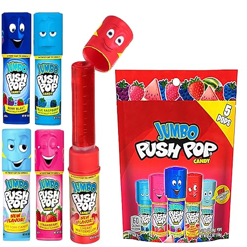 Push Pop Lollipop Jumbo Sabores Variados, 5 unidades