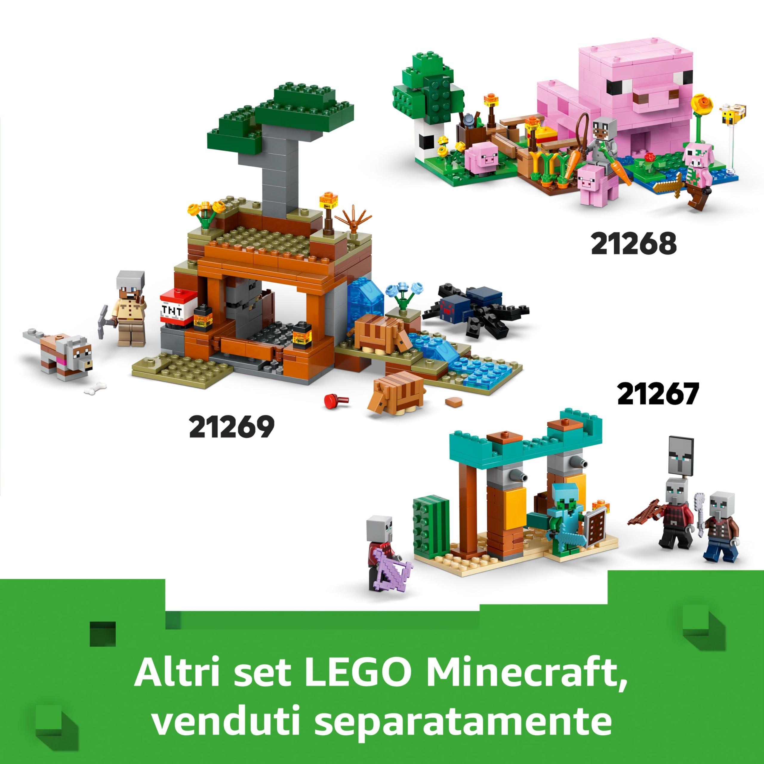 LEGO Minecraft The Mooshroom House Toy - Building Set incl. a Steve Figure, Mobs, a Crafting Table and Farm - Gaming Gift for 8+ Year Old Girls & - Boys 21270