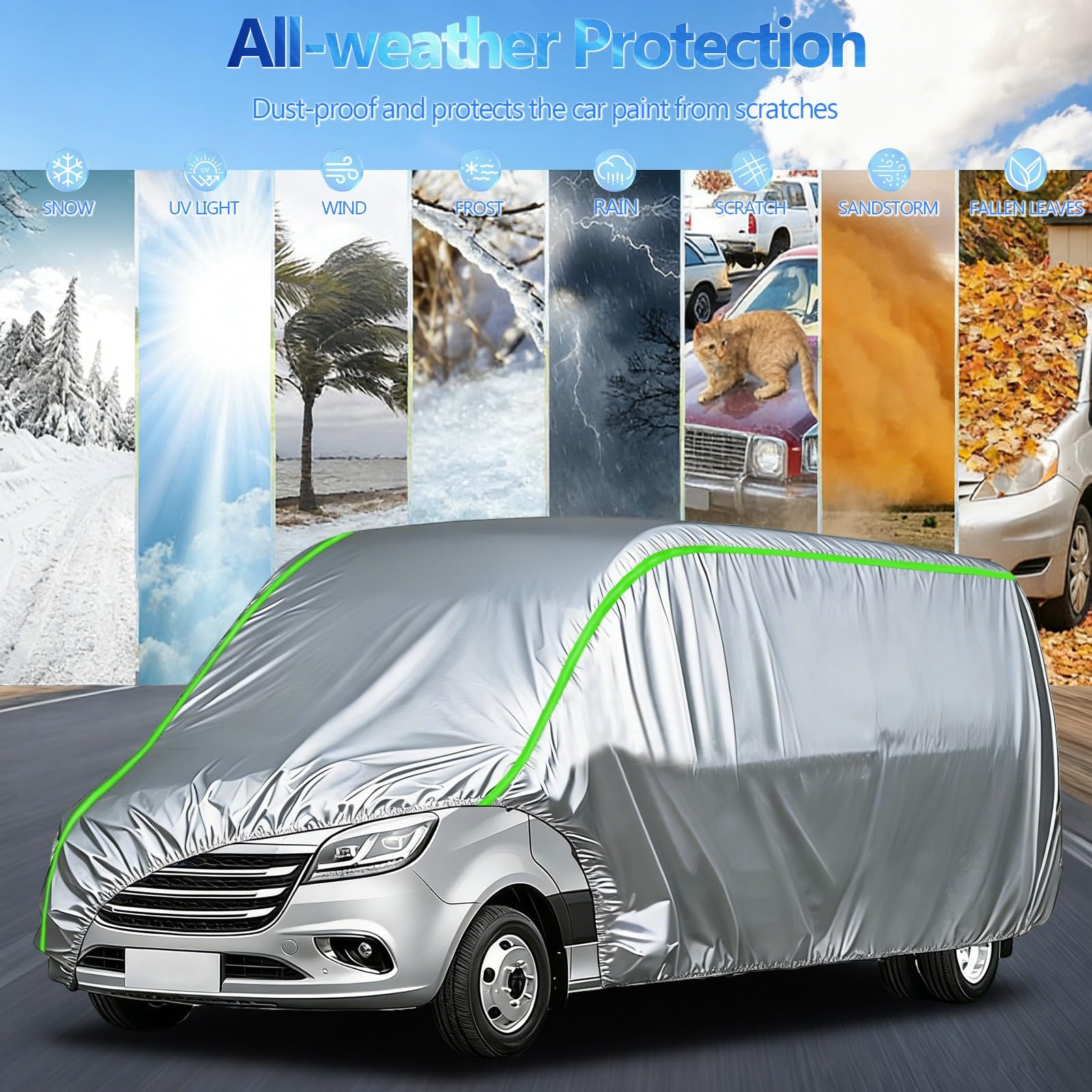 Bache Voiture Exterieur pour Citroen HY | MatéRiau Renforcé, Imperméable, Anti-Poussière, Anti-UV Adapté à Toutes Les Saisons(Argent)
