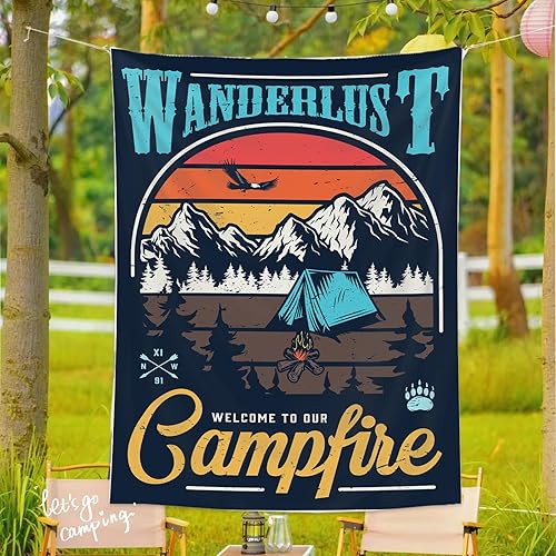 thuizen Tapiz de 60 pulgadas para colgar en la pared, decoración de aventura, pancarta de campamento, carteles de campamento, decoraciones temáticas