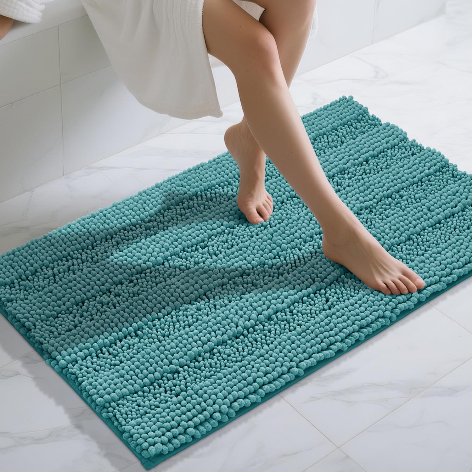 Yimobra Bathroom Rug Mat 44 x 24, Non Slip and Super Absorbent Bath Mat,Machine Washable Quick Dry,Ultra Plush Chenille Shower Rugs for Bathroom Floor