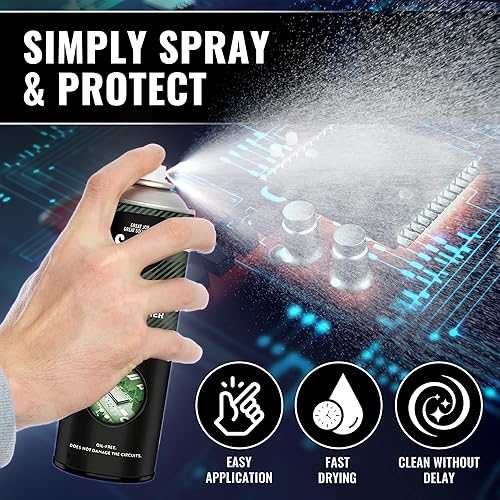 Miniatura 2 de selsil Spray limpiador electrónico, 2 x 17 onzas líquidas, limpieza por contacto de placas de circuito y electrónica, seguro de plástico, secado
