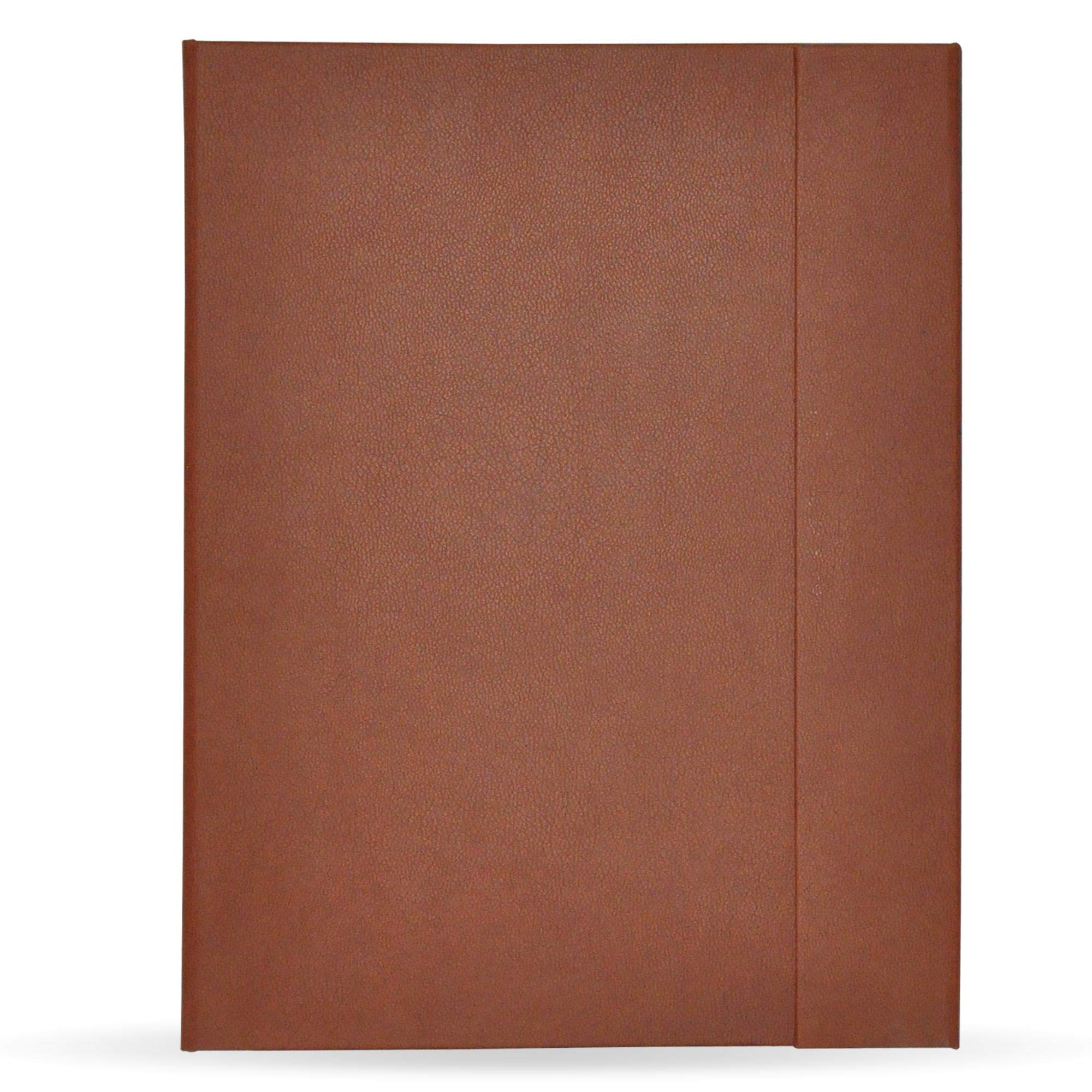 FIS Magnetic Folder Italian PU Cover with Writing Pad, A5 Size, Ivory Paper, Single Ruled, 96 Sheets with Gift Box, Brown Color - FSMFEXNBA5BR