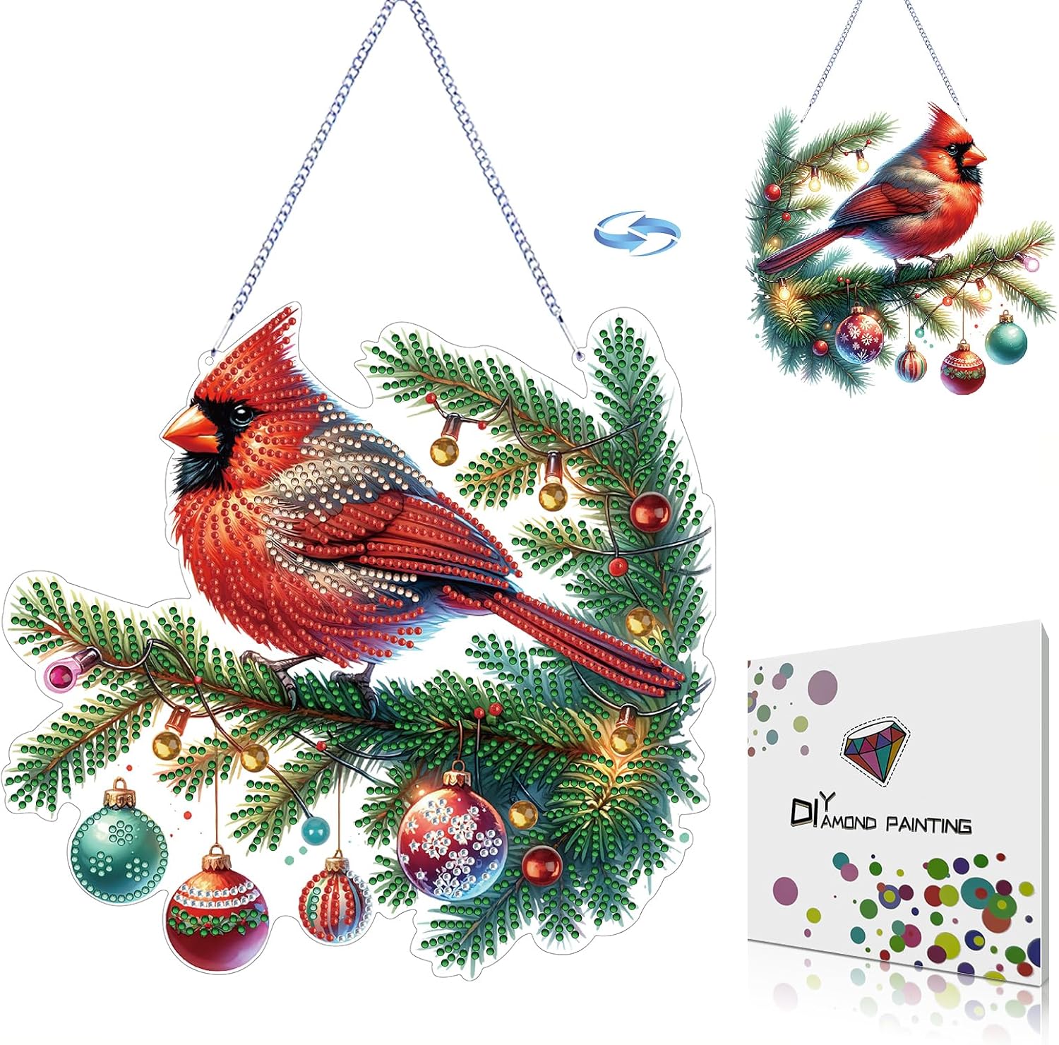 BAYUNOE 2Pcs DIY Christmas Hanging Diamond Pendant Irregular Shape Diamond Art Painting Ornament Double Sided Pattern Single Sided Drill Window Home Garden Wall Door Decor-Fairy