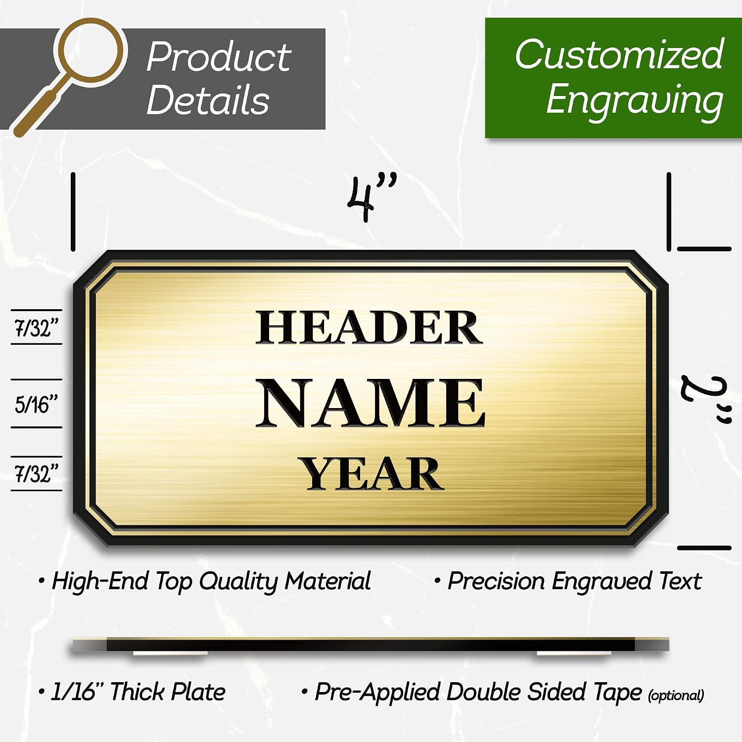 Memorial Plaque/Plate, Engraved Plaque/Plate, Personalized Engraved Trophy Plates/Plaque, 2x4 inch, 18 Colors, Laser Engraved (Contour), USA Made by MY SIGN CENTER