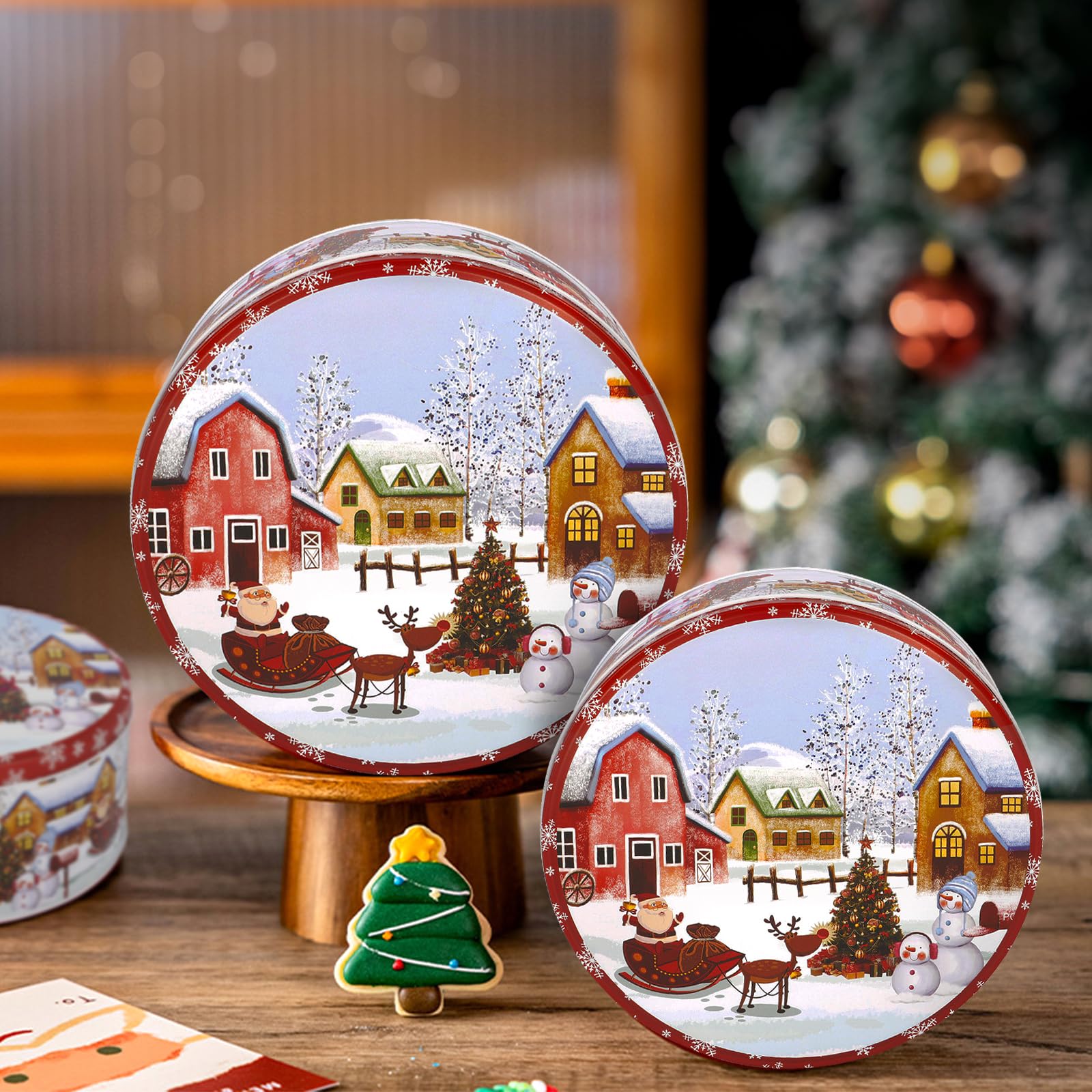 Boite A Biscuits Metal, Boîtes À Biscuits De Noël, Vaisselle De Noel Pour Table, Noel Decoration