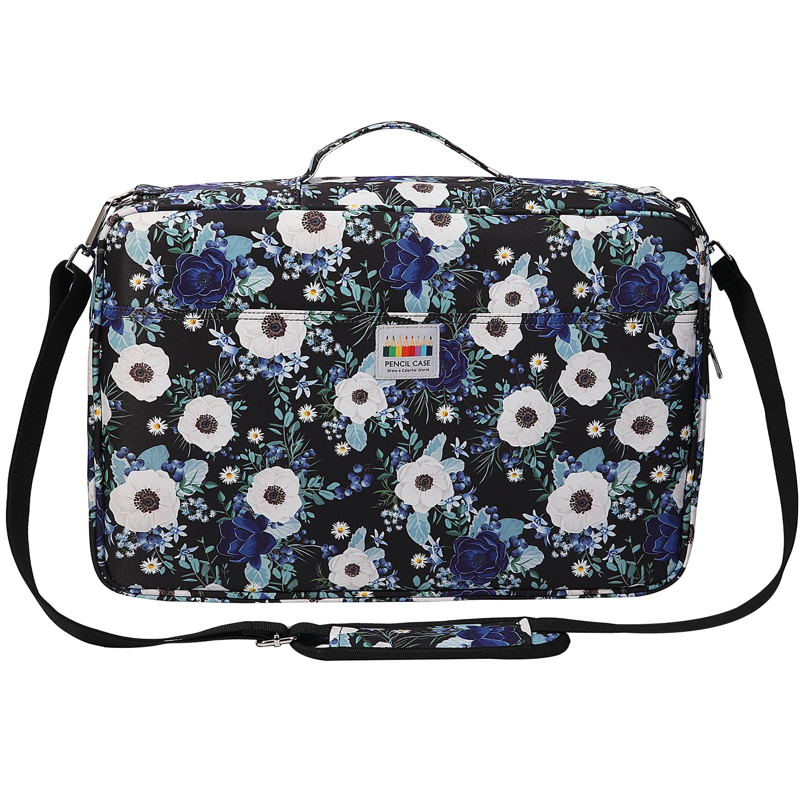 JAKAGO 480 Slots Colored Pencil Case Extra Large Capacity Pen Holder for Artist Painter Zipper Organizer Bag for Marker Highlighter Storage Case for Office Sketch Travel Supplies (Anemone)