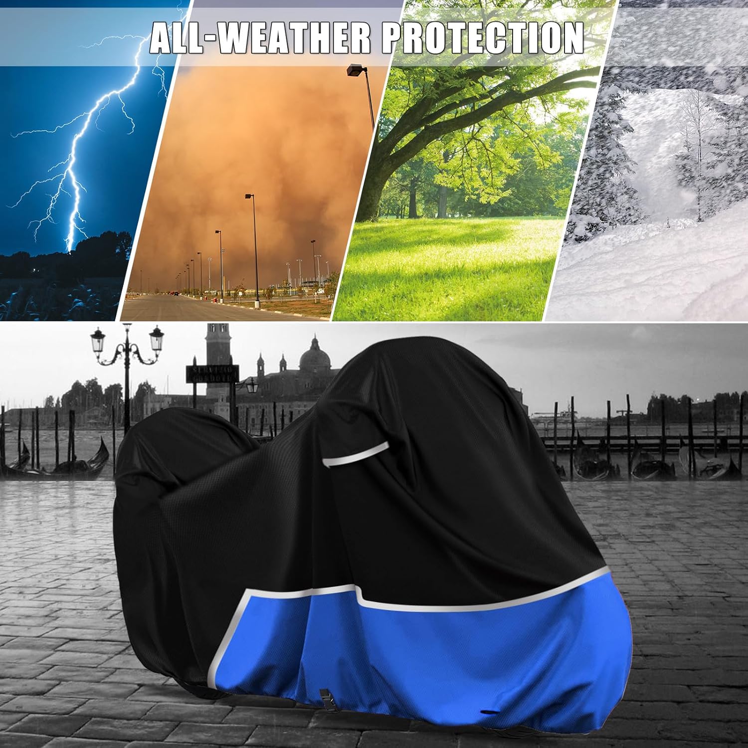 Waterproof Motorcycle Cover Compatible with BMW R1200gs/R1250gs/ F750gs/F850gs Adventure with Trunk Model, 420D Oxford Cloth Motorcycle Cover for Snow Rain Dust Protection
