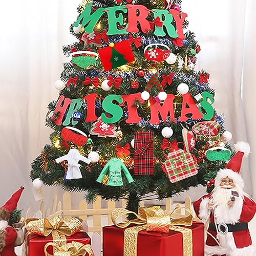 Miniatura 5 de SOTOGO 14 piezas - Vestido de elfo de Papá Noel ropa de costura accesorio de elfo de Navidad ropa de muñeca para muñeca de elfo sin muñeca