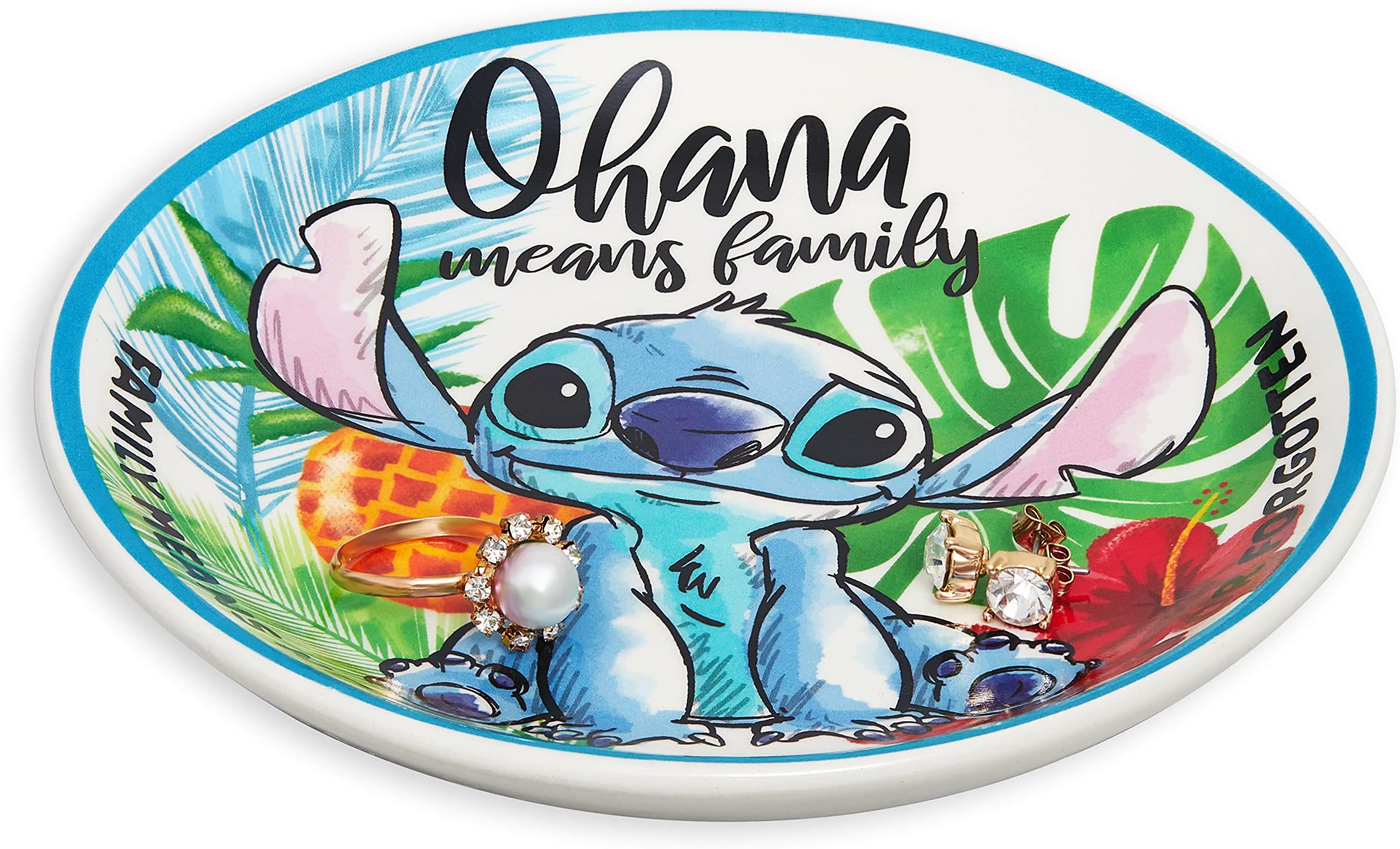 DisneyDisney Lilo & Stitch Jewelry Tray - Ceramic Trinket Dish - Ohana Means Family Stitch Ring Dish - Officially Licensed