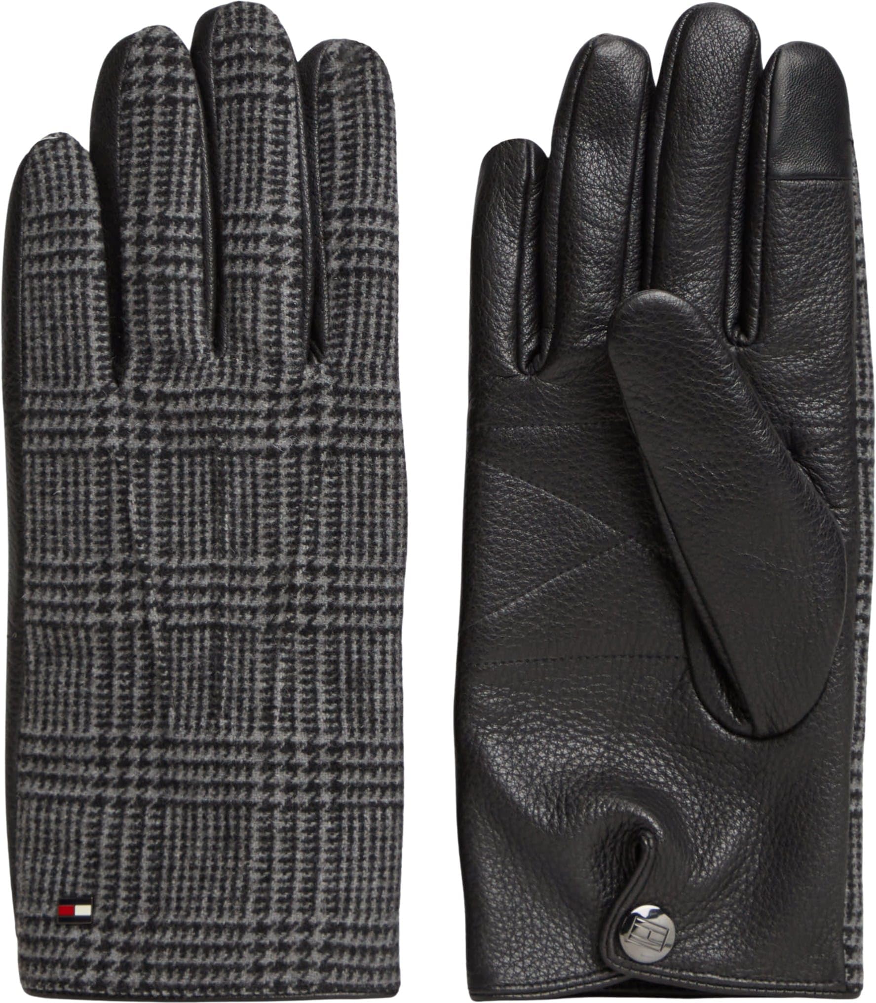 Tommy Hilfiger Guantes Th Rwb AM0AM14520 para hombre, color negro (Prince Of Wales Check), L-XL