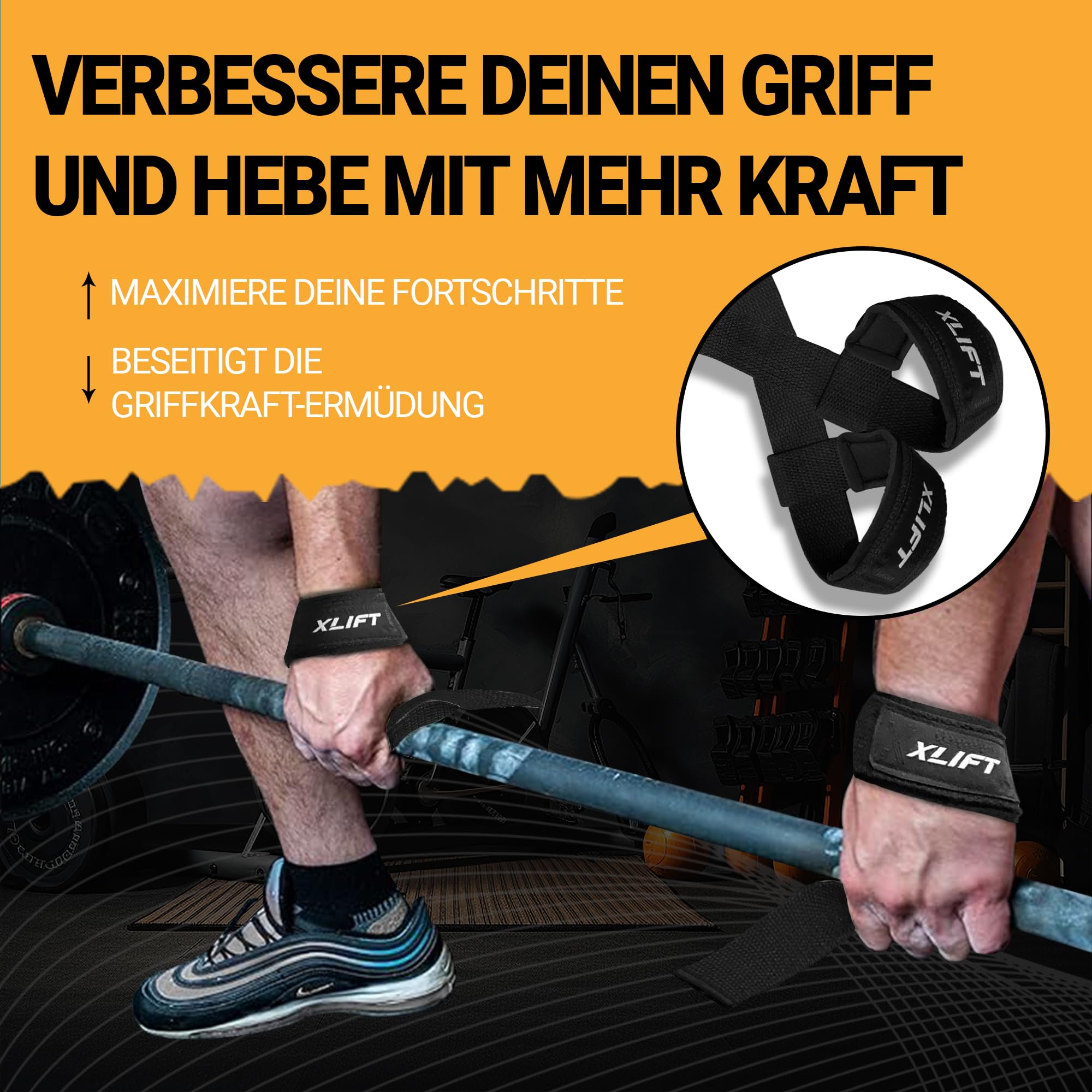XLIFT Lifting Straps Krafttraining - Bodybuilding Kreuzheben Powerlifting Gurte Gym Zubehör