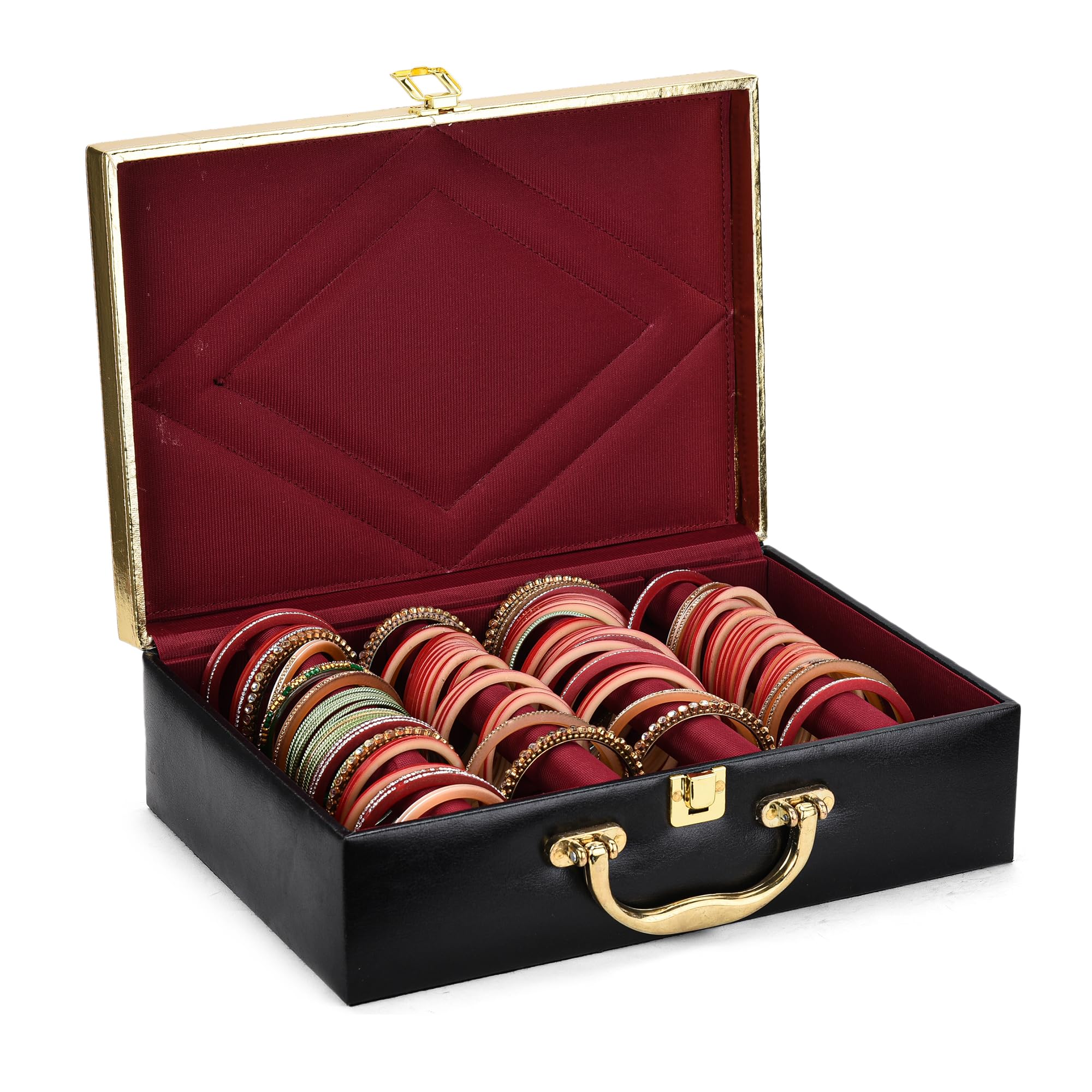 THE RUNNER Adjustable 4 Rod Bangle Box Organizer Jewellery Storage for Bangles Chudi Bracelet Kada set Chuda set and Jewellery Accessories (Canvas Cream)