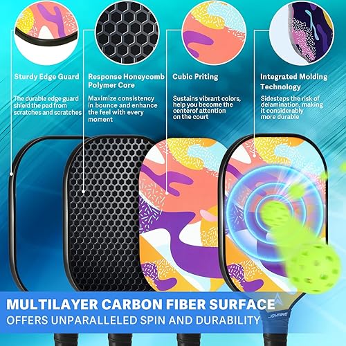 Miniatura 2 de Juego de 24 palas de pickleball aprobadas por USAPA, juego de pickleball multicapa de fibra de carbono, raquetas de pickleball de 7.5 onzas, núcleo