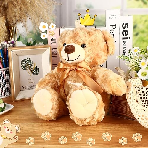 Miniatura 7 de Silipull Recuerdo oso de peluche de terciopelo rosa de 12 pulgadas con grabador de voz marrón, animal de peluche con marco de fotos, regalo